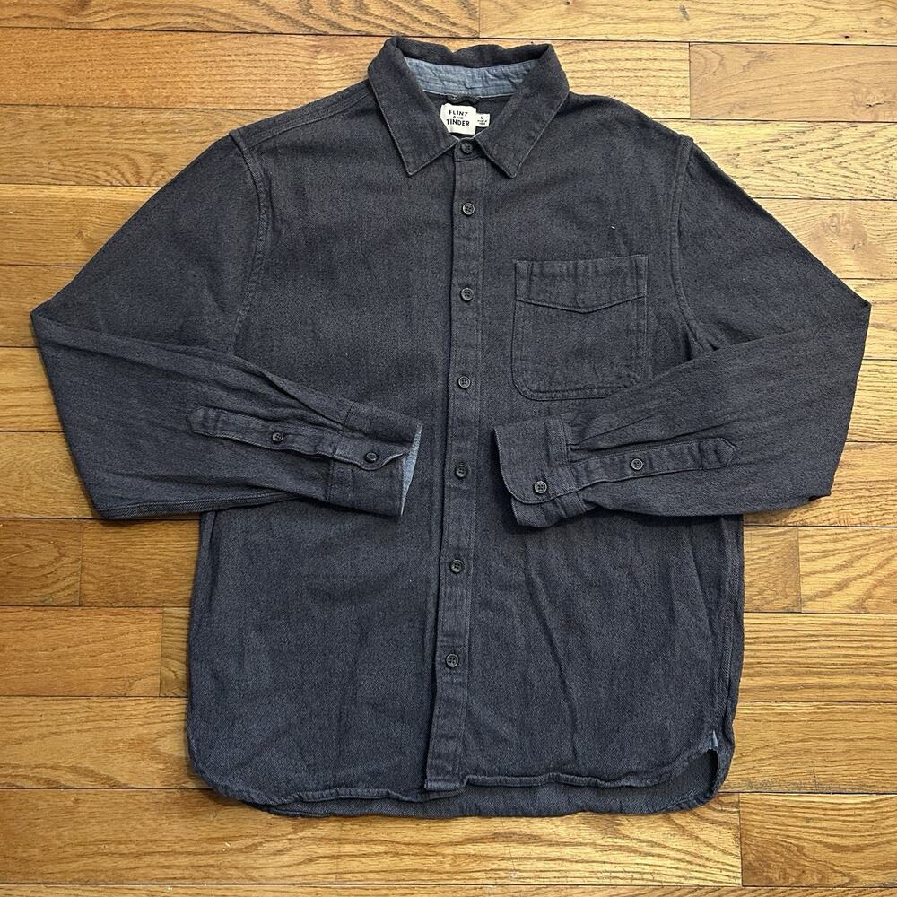 Flint And Tinder Grey Denim Button Up Work Shirt Large